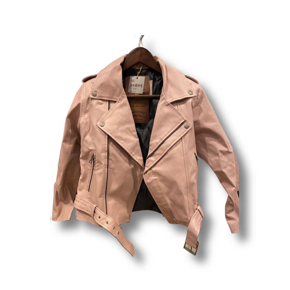 LEATHERCULT BRAND NEW NEVER BEEN WORN CUSTOM LEATHER JACKET LIGHT PINK